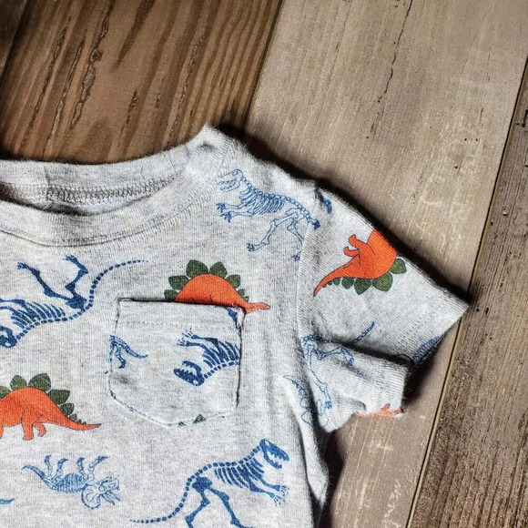 Carter's Size 24m Gray 100% Cotton Dino Dinosaur One Piece Bodysuit NWOT - Picture 7 of 10